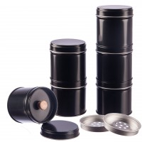 12 schwarze Gewürzdosen mit extra Aromadeckel & 2 Streueinsätzen inkl. 12 Etiketten 12 schwarze Gewürzdosen mit extra Aromadeckel & 2 Streueinsätzen inkl. 12 Etiketten